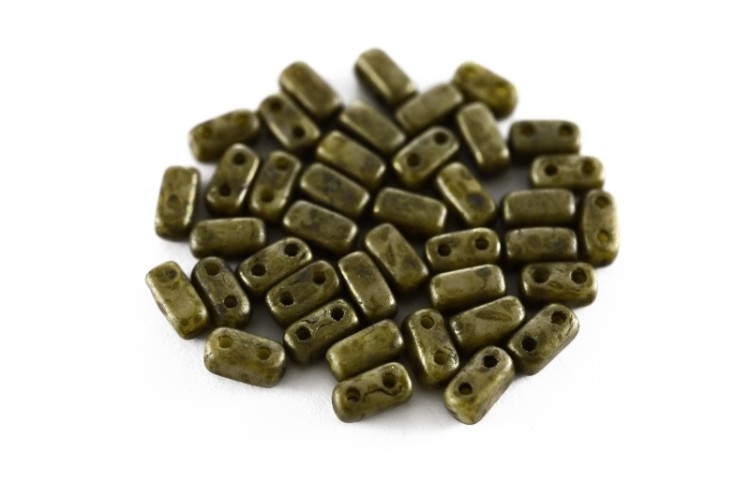 Бусины кирпичик 3х6мм, два отверстия 0,8мм, цвет 53420/84695 оливковый Пикассо, 721-014, 40шт Бусины кирпичик 3х6мм, два отверстия 0,8мм, цвет 53420/84695 оливковый Пикассо, 721-014, 40шт