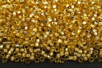 Бисер японский TOHO круглый 15/0 #0022 Square/квадратное отверстие, светлый топаз, серебряная линия внутри, 10 грамм