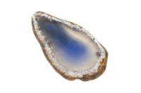 Срез Агата природного, оттенок голубой, 62х35х5,5мм, отверстие 2мм, 37-282, 1шт