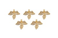 Подвеска Листья ажурные 26х23мм, отверстие 2мм, цвет золото, железо, 22-295, 5шт
