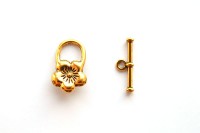 ОПТ Замок тогл Цветочек 22х12х4мм, отверстие 1,5мм, цвет античное золото, сплав металлов, опт-12-085, 20 комплектов