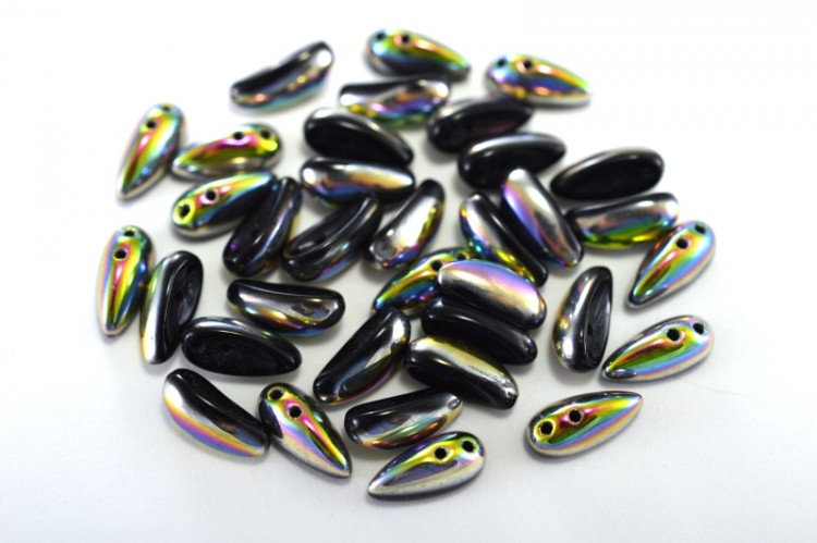 Бусины Chilli beads 4х11мм, два отверстия 0,9мм, цвет 23980/28101 черный/витраж, 702-013, 10г (около 34шт) Бусины Chilli beads 4х11мм, два отверстия 0,9мм, цвет 23980/28101 черный/витраж, 702-013, 10г (около 34шт)