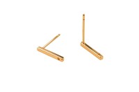 Гвоздики основы для серег 12х1,5х14мм, отверстие 0,7мм, штифт 0,9мм, цвет золото, латунь, 18К позолота, 21-307, 1 пара