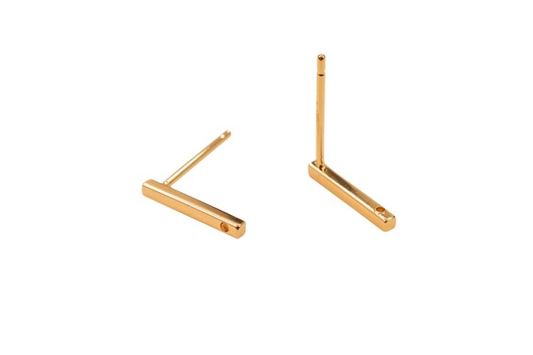 Гвоздики основы для серег 12х1,5х14мм, отверстие 0,7мм, штифт 0,9мм, цвет золото, латунь, 18К позолота, 21-307, 1 пара Гвоздики основы для серег 12х1,5х14мм, отверстие 0,7мм, штифт 0,9мм, цвет золото, латунь, 18К позолота, 21-307, 1 пара