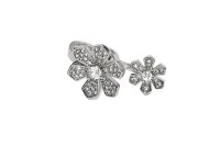 Замок магнитный Цветок 27х16х10мм, отверстие 1мм и 5мм, цвет платина, латунь/цирконий, 10-013, 1шт