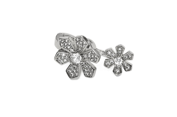 Замок магнитный Цветок 27х16х10мм, отверстие 1мм и 5мм, цвет платина, латунь/цирконий, 10-013, 1шт Замок магнитный Цветок 27х16х10мм, отверстие 1мм и 5мм, цвет платина, латунь/цирконий, 10-013, 1шт