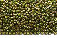 Бисер японский MIYUKI круглый 11/0 #1897 оливковый непрозрачный, золотое сияние, 10 грамм