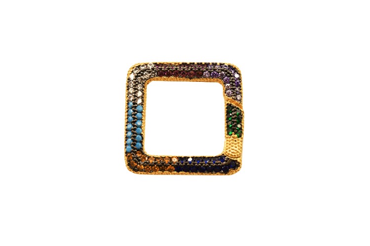 Замок-карабин Квадрат 20х3мм, цвет золото, латунь/цирконий, 08-070, 1шт Замок-карабин Квадрат 20х3мм, цвет золото, латунь/цирконий, 08-070, 1шт