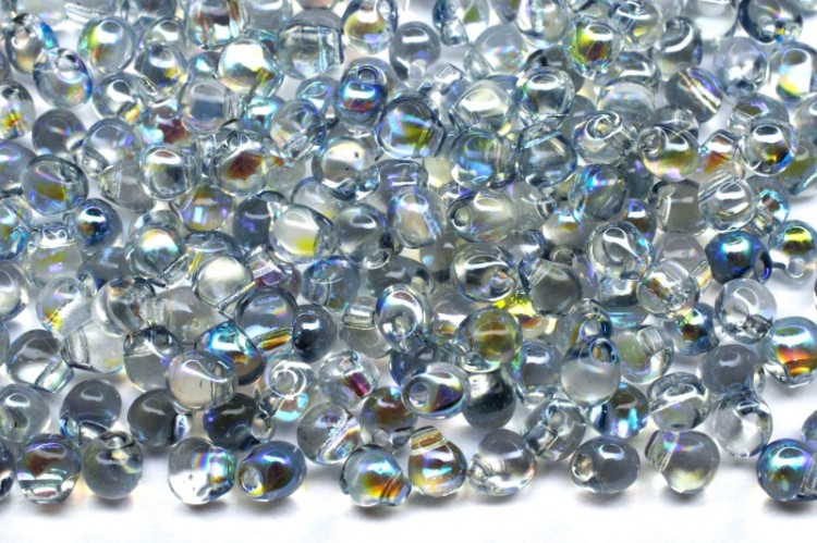 Бисер MIYUKI Drops 3,4мм #55025 Crystal Blue Rainbow, радужный прозрачный, 10 грамм Бисер MIYUKI Drops 3,4мм #55025 Crystal Blue Rainbow, радужный прозрачный, 10 грамм