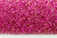 Бисер китайский круглый размер 12/0, цвет 0302А желтый, розовая линия внутри, 450г