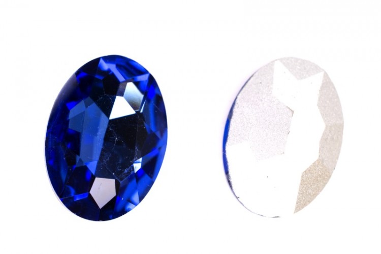 Кристалл Овал 25х18мм, цвет синий, стекло, 26-003, 2шт Кристалл Овал 25х18мм, цвет синий, стекло, 26-003, 2шт