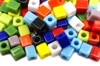 Бисер японский Miyuki Cube кубический 4мм #MIX37 непрозрачный радужный, микс Opaque Rainbow, 10 грамм