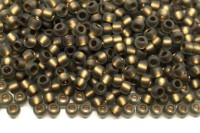 Бисер японский TOHO круглый 8/0 #0999F черный алмаз матовый радужный, золотая линия внутри, 10 грамм