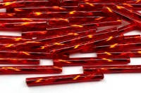 Бисер чешский PRECIOSA стеклярус 97070 25мм витой красный, серебряная линия внутри, 50г