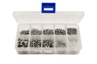 Набор колец соединительных в контейнере 5/6/8/9/10мм, с карабинами, цвет стальной, хирургическая сталь, 13-027, 1уп (около 830 шт)