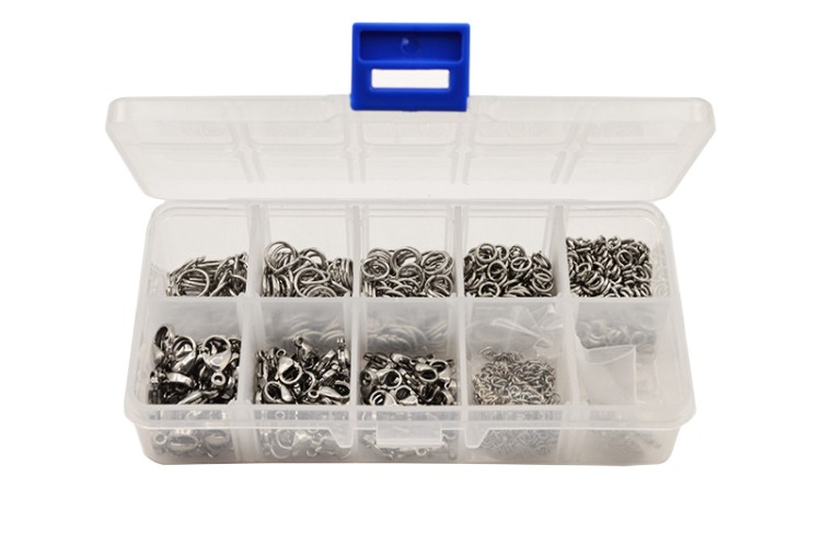 Набор колец соединительных в контейнере 5/6/8/9/10мм, с карабинами, цвет стальной, хирургическая сталь, 13-027, 1уп (около 830 шт) Набор колец соединительных в контейнере 5/6/8/9/10мм, с карабинами, цвет стальной, хирургическая сталь, 13-027, 1уп (около 830 шт)