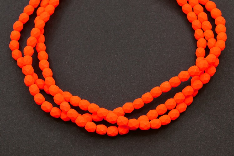 Бусины граненые Firepolish 4мм, отверстие 0,8мм, цвет 25122 оранжевый неон, 714-043, 1 нить (около 50шт) Бусины граненые Firepolish 4мм, отверстие 0,8мм, цвет 25122 оранжевый неон, 714-043, 1 нить (около 50шт)