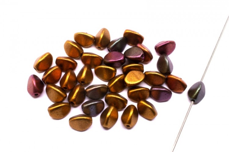Бусины Pinch beads 5х3мм, отверстие 0,8мм, цвет 01640 золотой/фиолетовый ирис металлик, 755-065, 10г (около 117шт) Бусины Pinch beads 5х3мм, отверстие 0,8мм, цвет 01640 золотой/фиолетовый ирис металлик, 755-065, 10г (около 117шт)