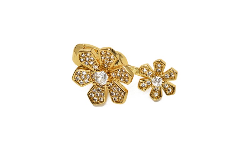 Замок магнитный Цветок 27х16х10мм, отверстие 1мм и 5мм, цвет золото, латунь/цирконий, 10-017, 1шт Замок магнитный Цветок 27х16х10мм, отверстие 1мм и 5мм, цвет золото, латунь/цирконий, 10-017, 1шт