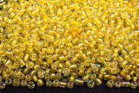 Бисер китайский круглый размер 12/0, цвет 0202 прозрачный, желтая линия внутри, радужный, 450г