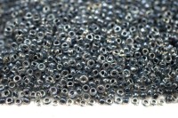 Бисер китайский круглый размер 12/0, цвет 2208А прозрачный, серая линия внутри, блестящий, 450г