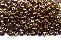 Бусины SuperDuo 2,5х5мм, отверстие 0,8мм, цвет 00030/90215 хрусталь/золотая бронза, 706-045, 10г (около 120шт)