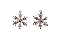 Подвеска Снежинка 29х22х3мм, отверстие 2мм, цвет античное серебро, сплав металлов, 22-263, 2шт