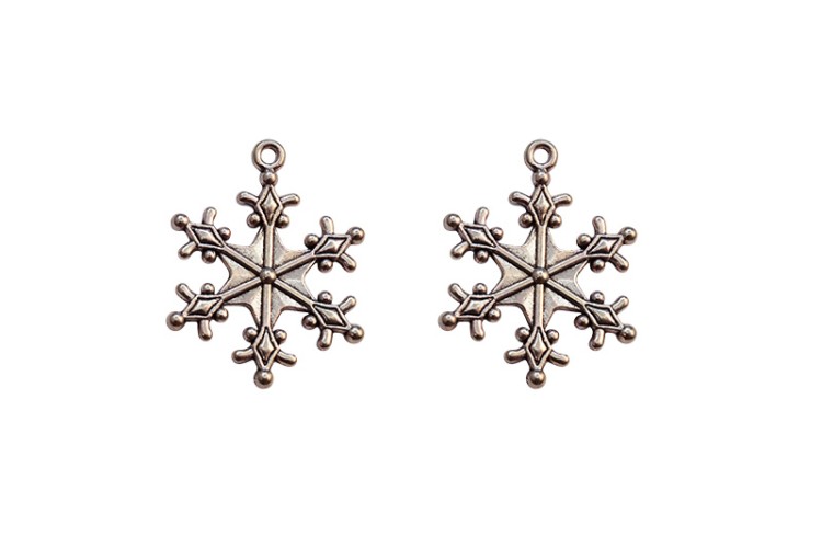 Подвеска Снежинка 29х22х3мм, отверстие 2мм, цвет античное серебро, сплав металлов, 22-263, 2шт Подвеска Снежинка 29х22х3мм, отверстие 2мм, цвет античное серебро, сплав металлов, 22-263, 2шт