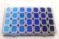 Набор чешского бисера Preciosa, размер 10/0, 28 цветов, для творчества и бисероплетения, синие оттенки, 59-047, 1 набор