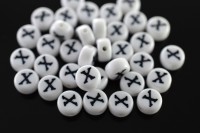 Бусина с русской буквой Х 7х4мм, отверстие 1мм, цвет белый/черный, 540-223, 2шт