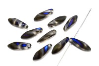 Бусины Dagger beads 16х5мм, отверстие 0,8мм, цвет 00030/2227V Crystal Azuro Stripes, матовый, 736-124, 10шт
