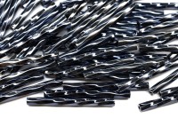 Бисер чешский PRECIOSA стеклярус 49102 25мм витой серый гематитовый непрозрачный, 50г