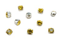 Шатоны Preciosa Maxima 3,2мм в оправе, цвет light topaz DF/silver, 63-274, 10шт