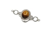 Замок магнитный Овал 35х14х11мм, отверстие 1мм, цвет платина, латунь/цирконий/агат, 10-056, 1шт