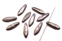 Бусины Dagger beads 16х5мм, отверстие 0,8мм, цвет 00030/27480 хром, Etched, 736-061, 10шт