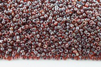 Бисер китайский круглый размер 12/0, цвет 2229 коричневый прозрачный цветная линия внутри, 85г