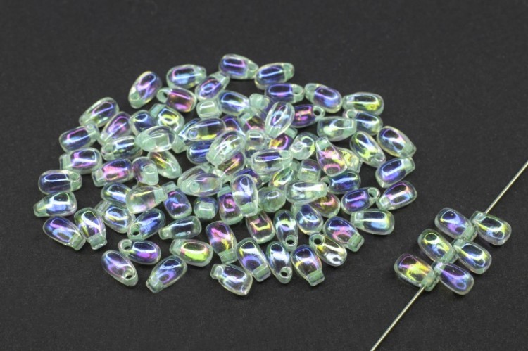 Бисер MIYUKI Long Drop #0271 хрусталь/светлая мята радужный, окрашенный изнутри, 10 грамм Бисер MIYUKI Long Drop #0271 хрусталь/светлая мята радужный, окрашенный изнутри, 10 грамм