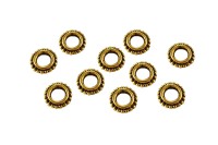 Бусина разделительная 8х2мм, отверстие 4мм, цвет античное золото, сплав металлов, 24-060, 10шт