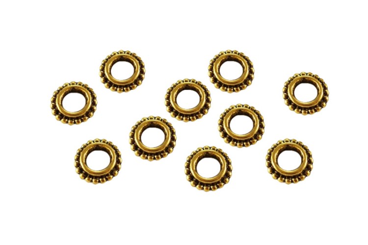 Бусина разделительная 8х2мм, отверстие 4мм, цвет античное золото, сплав металлов, 24-060, 10шт Бусина разделительная 8х2мм, отверстие 4мм, цвет античное золото, сплав металлов, 24-060, 10шт