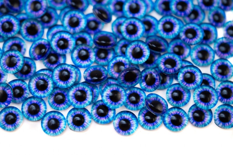 Кабошон стеклянный круглый с принтом Глаз 10х3,5мм, оттенок синий, 2030-051, 10шт Кабошон стеклянный круглый с принтом Глаз 10х3,5мм, оттенок синий, 2030-051, 10шт