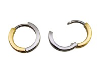 Серьги кольца Конго 13х14х2мм, латунь, родий/позолота, 21-501, 1 пара