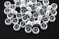 Бусина с русской буквой Ф 7х4мм, отверстие 1мм, цвет белый/черный, 540-222, 2шт