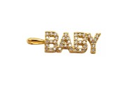 Подвеска BABY 25х7х2мм, отверстие 2,5х4,5мм, латунь/фианиты, золото, 18k позолота, 22-741, 1шт