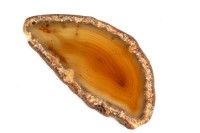 Срез Агата природного, оттенок коричневый, 73х39х6мм, отверстие 2мм, 37-333, 1шт