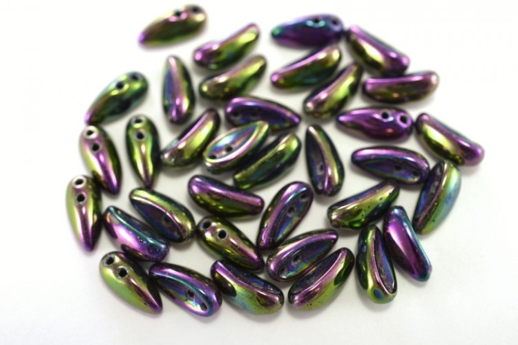 Бусины Chilli beads 4х11мм, два отверстия 0,9мм, цвет 23980/21495 черный/фиолетовый ирис, 702-010, 10г (около 35шт) Бусины Chilli beads 4х11мм, два отверстия 0,9мм, цвет 23980/21495 черный/фиолетовый ирис, 702-010, 10г (около 35шт)
