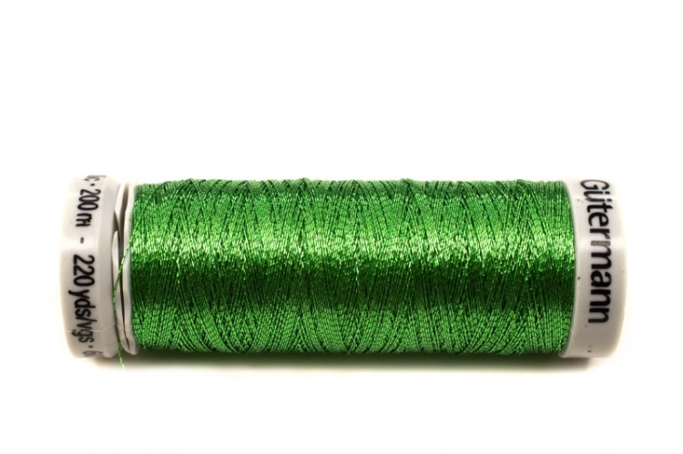 Нить металлизированная Gutermann, цвет 7018 зеленый, полиэстер, 200м, 1шт Нить металлизированная Gutermann, цвет 7018 зеленый, полиэстер, 200м, 1шт