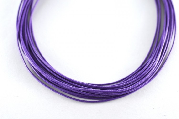Шнур вощеный толщина 1мм, цвет фиолетовый, полиэфир, 53-003, 1 метр Шнур вощеный толщина 1мм, цвет фиолетовый, полиэфир, 53-003, 1 метр