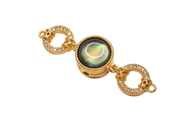 Замок магнитный Круги 43х13х8мм, отверстие 1мм, цвет золото, латунь/цирконий/смола, позолота, 10-057, 1шт Замок магнитный Круги 43х13х8мм, отверстие 1мм, цвет золото, латунь/цирконий/смола, позолота, 10-057, 1шт