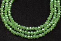 Бусина стеклянная Рондель 4х3мм, цвет светло-зеленый, имитация нефрита, гальваническое покрытие, 506-071, 10шт