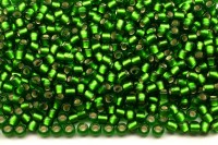 Бисер японский TOHO круглый 11/0 #0027BF зеленая трава матовый, серебряная линия внутри, 10 грамм